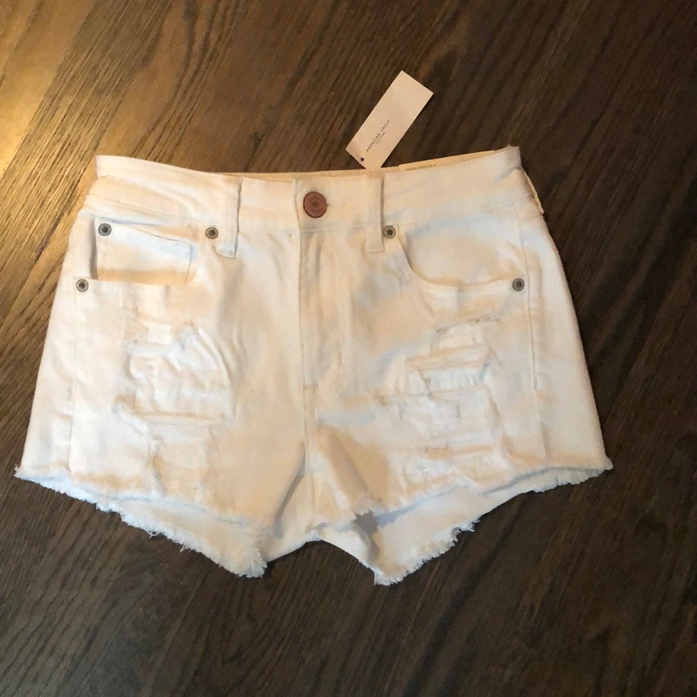 American Eagle white ripped Jean shorts